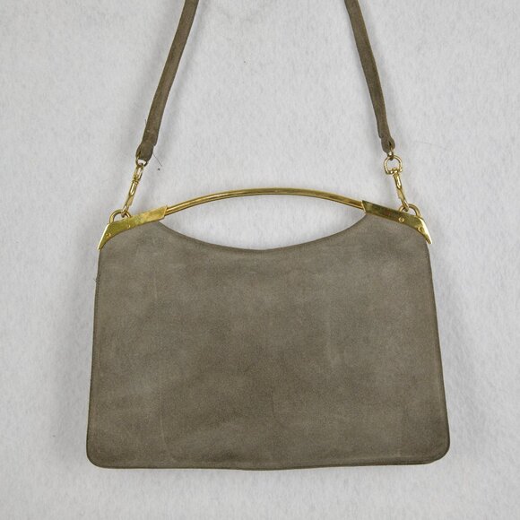 Vintage Nicholas Reich Gray Suede Fitted Handbag Purse / Clutch - Picture 1 of 8